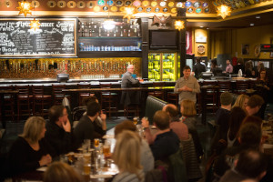 Flying Saucer Kansas City Stone Beer Dinner - Nate Sellergren welcoming guests