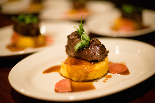 Flying Saucer Kansas City Stone Beer Dinner Fourth Course: Beef Short Rib on Polenta Cake with Pickled Radish and Reason Be Damned.